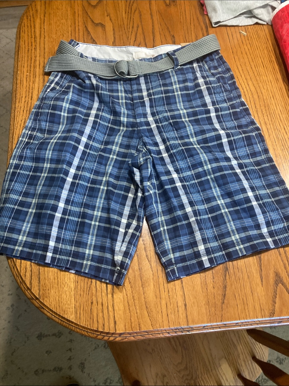 Vintage new stock Kmart Route 66 Blue Plaid Flat Front Men's Shorts